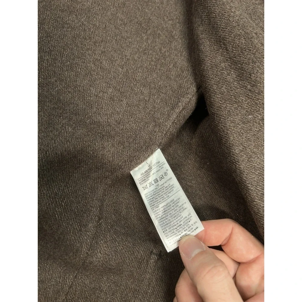 Banana Republic Overcoat Men's‎ Large Brown Wool Glen Plaid Houndstooth Unlined